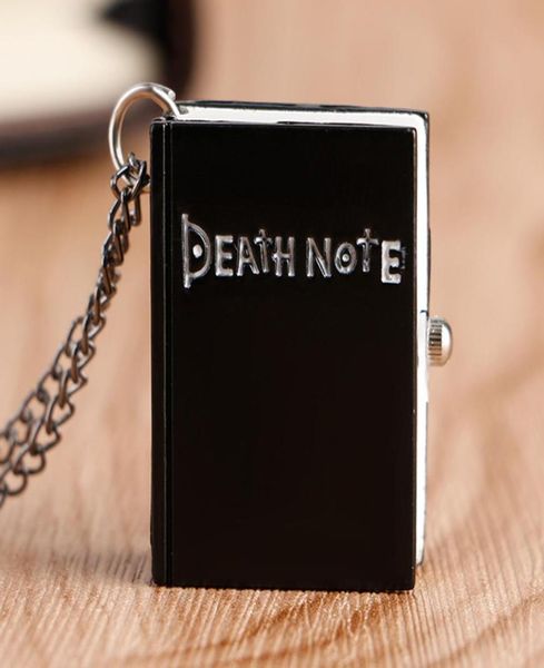

2021 japanese death note shape black suqare quartz pocket watch for men small little necklace children deathnote wholes2068015, Slivery;golden