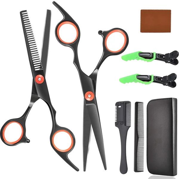 

8pcs hair cutting scissors kits stainless steel hairdressing shears set professional thinning scissors for barber/salon/home/pet shear sets