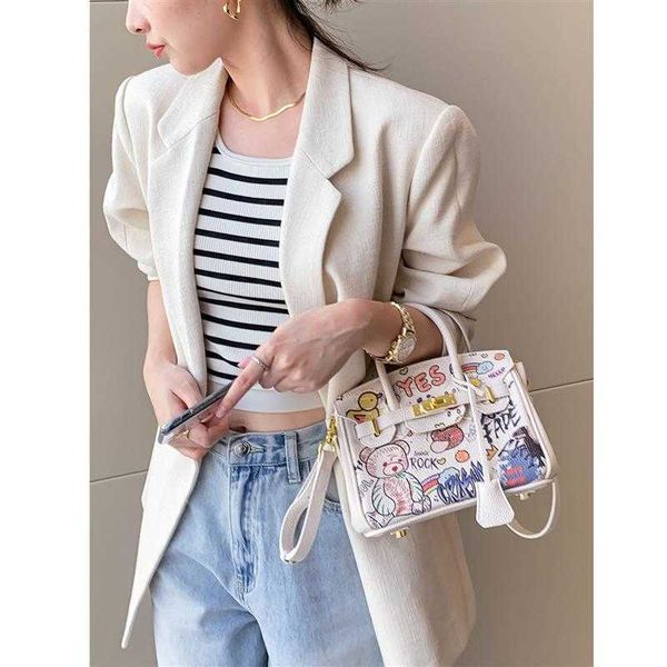

8a quality h ermes brikis designer handbags fashion unique graffiti bag new womens crossbody one shoulder handheld spring with real logo