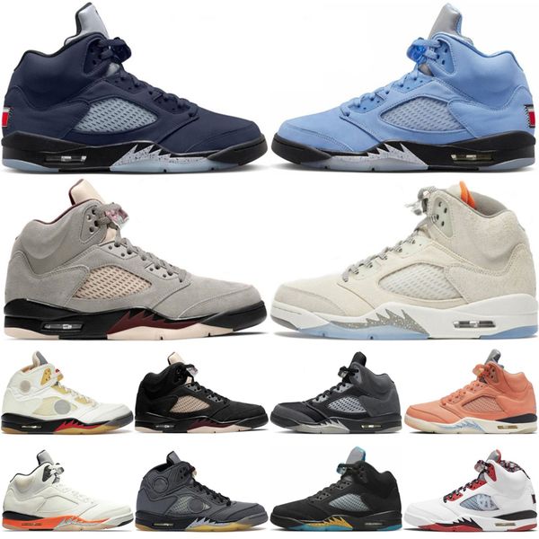 

5s 5 basketball shoes for men jumpman unc crafit racer blue aqua black metallic sail alternate grape raging mens sports sneakers 40-47