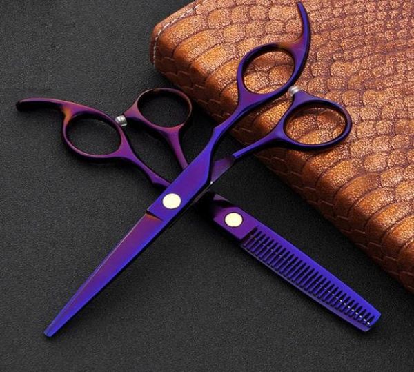

2pcs japan 440c hair scissors for hairdressers barber shop supplies titanium professional hairdressing scissors for cutting hair1698723