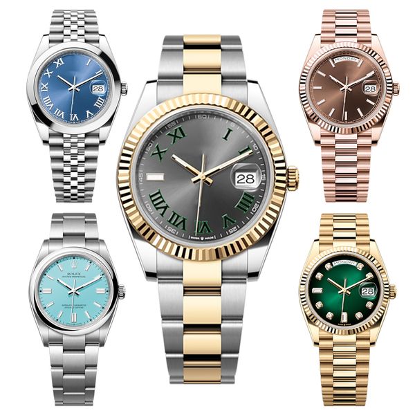 

couples watch datejust 36mm 41mm oyster date just mens reloj lujo day automatic movement montre de luxe watches 28mm femme womens watch, Slivery;brown