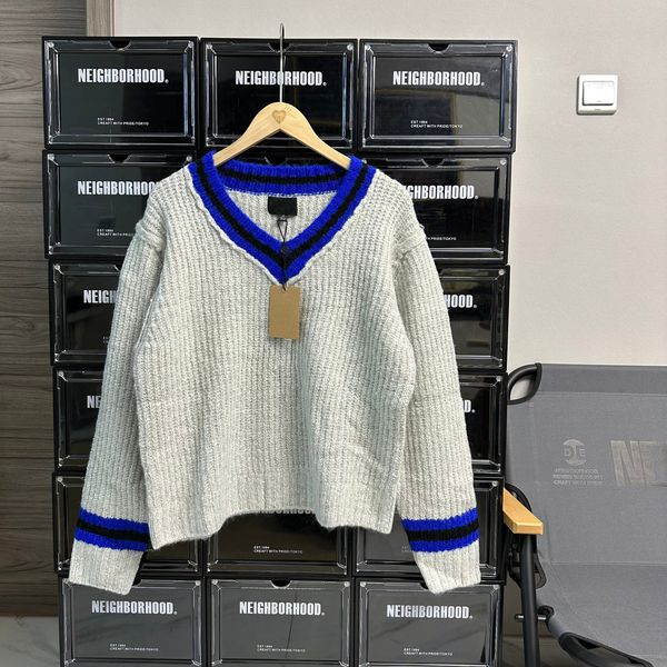 

men's sweaters 23 west winter mohair academy vibe college sweater black 8 vneck pullover sweaters 230807, White;black