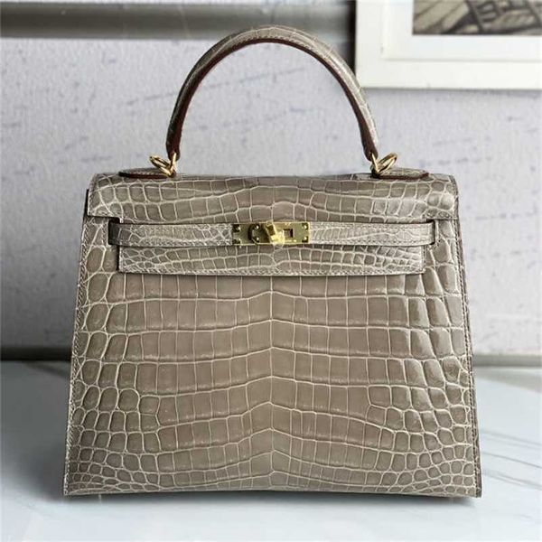 

outdoor bags h ermess designer kellyss handbag women crocodile skin nile crocodile 25 elephant grey high end women's handmadelsv3