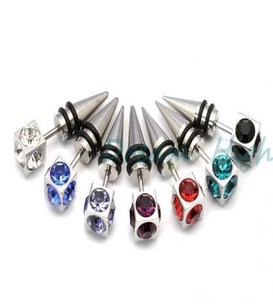 

316l statinless steel diamond earring fashion ear stud fake ear expander men039s ear ring 50pcslot7637801, Slivery;golden
