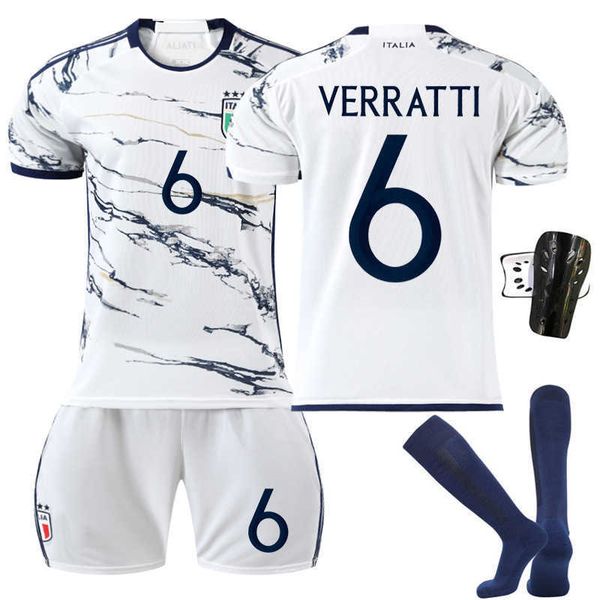 

23-24 italy away white football set no. 6 villati 18 barrera 1 donaruma jersey