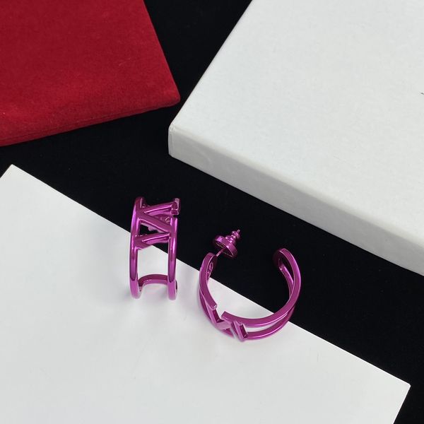 

letter v earring logo stud earing women fashion hoop designer jewelry metal valentinolies earring luxury woman vlogo, Golden;silver
