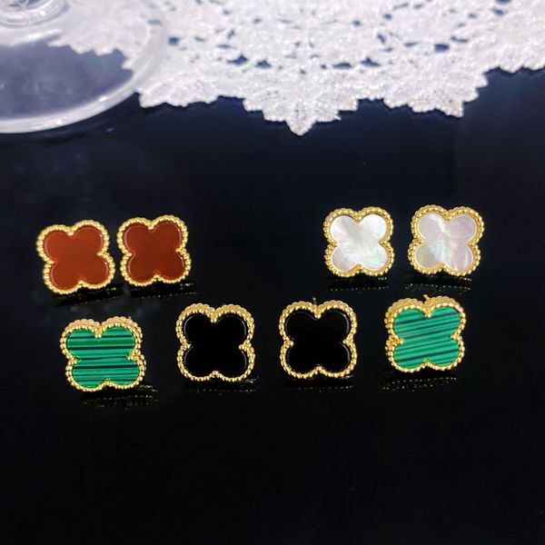 

12 mix styles women luxury designer studs flower stamp stainless steel engagement couple jewelry, Golden;silver