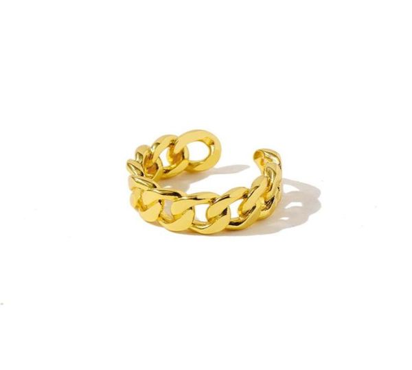 

2021 hip hop punk zircon copper plated ring fashion retro chain opening couple ring valentine039s day gift283n4267905, Golden;silver