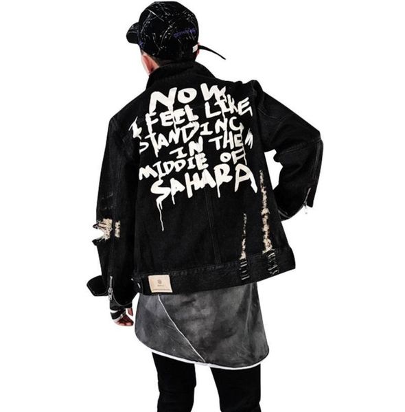 

street clothing hip hop style jeans jacket mens jackets and coats denim men hole clothes cotton5825617, Black;brown