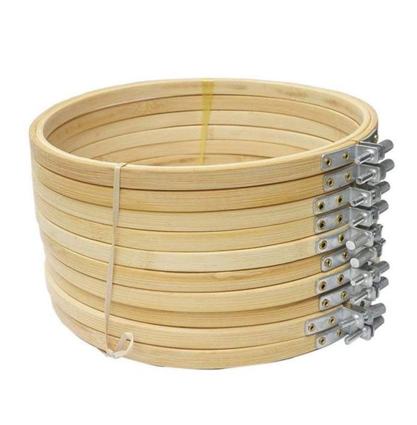 

10 pieces 67inch 17cm round wooden embroidery hoops set bulk whole adjustable bamboo circle cross stitch hoop ring1684962, Black