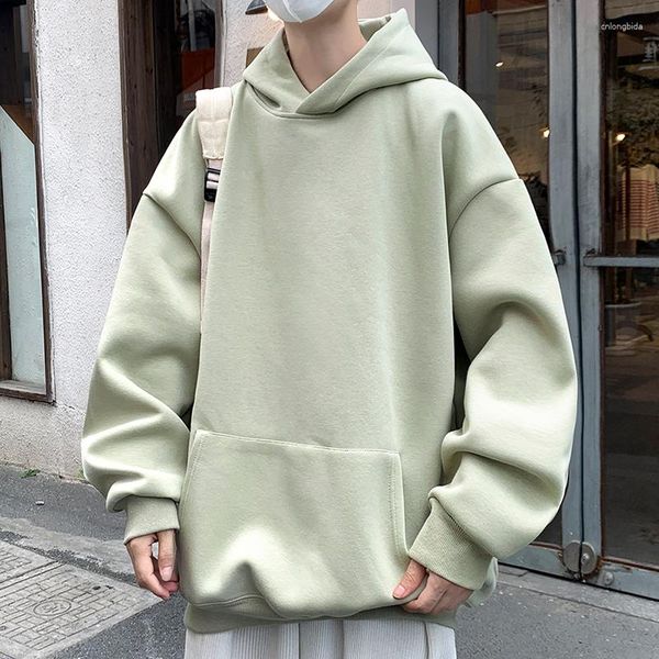 

men's hoodies autumn solid hoodie men harajuku fashion casual oversized couples loose hooded streetwear sweatshirt 5 colors, Black