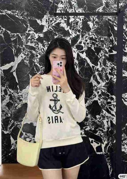 

women's hoodies & sweatshirts designer c23 early autumn milk white anchor print tidal tag pullover sweater correct version 0ibj, Black