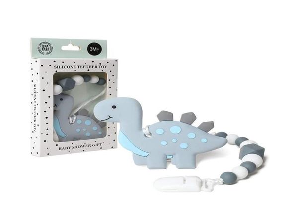 

baby teething toys dinosaur teether pain relief toy with pacifier clip holder set for newborn babies neutral for boys and girls7356391