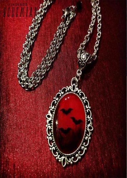 

blood and bat dracula inspired resin necklace black witch witchcraft1624926, Silver