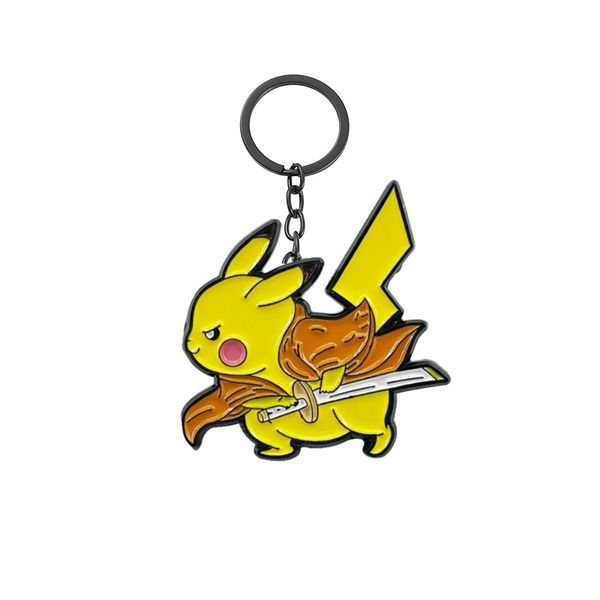 

anime boy yellow elf drip oil metal ball bell keychain key ring accesssory, Blue