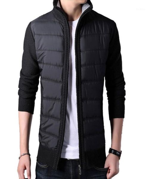 

men039s winter fleece warm sweater coat fashion patchwork slim knitted cardigan sweater male casual pockets outerwear thick jac1747867, White;black