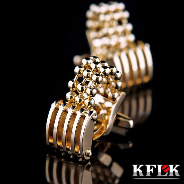 

cuff links kflk french shirt fashion cufflink for mens brand gold-color chain cuff link luxury wedding button guests 230807, Silver