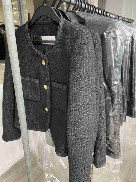 

women's jackets designer high version ce yang mi with the same short style small fragrant wind black gold wool blended tweed jacket sho, Black;brown