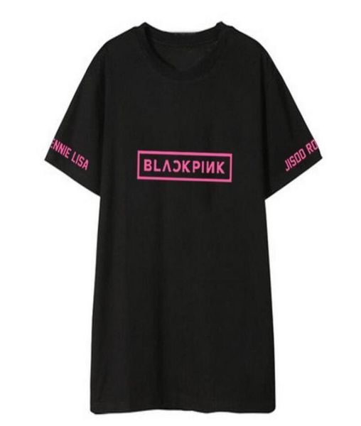 

kpop blackpink member name printing on the sleeve o neck short sleeve t shirt for summer style lisa rose same tshirt y19071645105, White