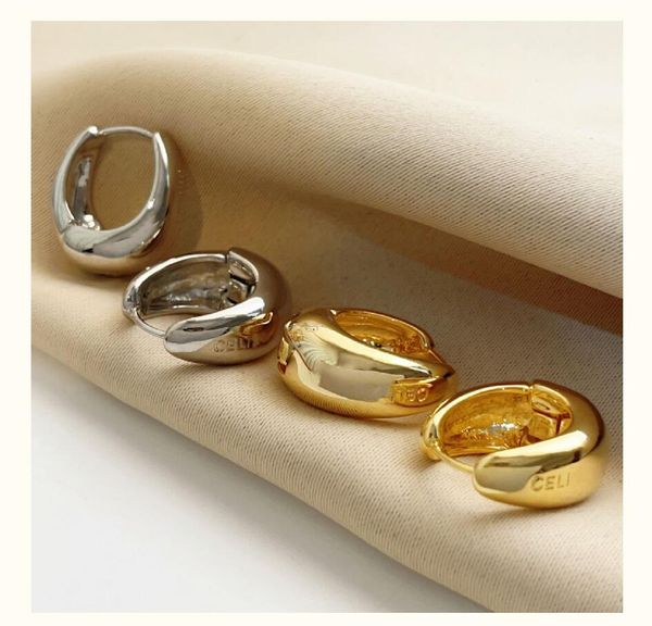 

fashion designer celi brass stud earrings women's luxury temperament lady earring jeweley gift gold silver earring, Golden;silver