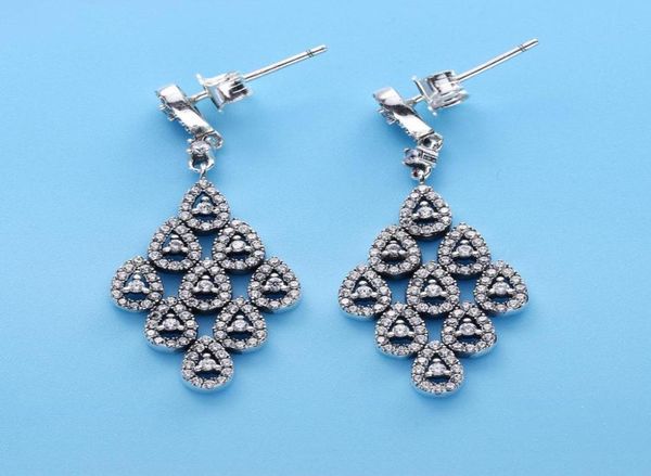 

925 sterling silver cascading glamour teardrop dangle drop earrings with clear cz fits european p style jewelry fashion earr6909197