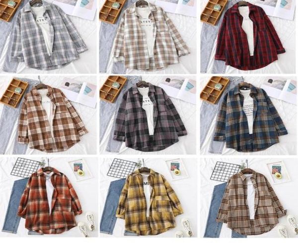 

fashion spring autumn retro british style frosted plaid shirt for women men lovers loose medium length thickened shirt coat7649744, White