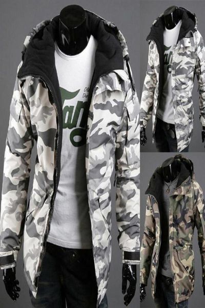 

fashion winter warm men jacket coat thicken camouflage print pocket jacket zipper long sleeve coat for men clothing287j8871271, Black;brown
