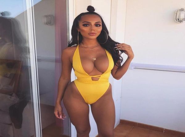 

ellolace deep vneck bikini women039s halter bathing suit 2020 monokini string swimsuit one piece high cut swimwear y200821163274, White;black