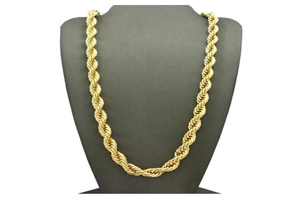 

heavy hip hop 24quot rapper039s 7mm solid thick rope chain necklace 18k yellow gold filled collar clavicle men jewelry6033627, Silver