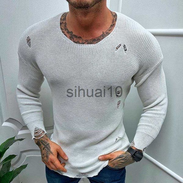 

men's sweaters spring summer new mens sweater vintage thin hole pullover knitwear fashion long sleeve knitted t shirt tee streetwear fo, White;black