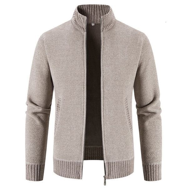 

men's sweaters autumn winter sweaters men fleece cardigan warm knitted sweatercoat mens solid stand collar zipper slim knitwear coat 23, White;black