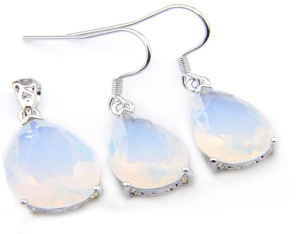 

luckyshine 5 sets fashion wedding water drop moonstone pendantsearrings sets 925 silver jewelry mother gift s9711823