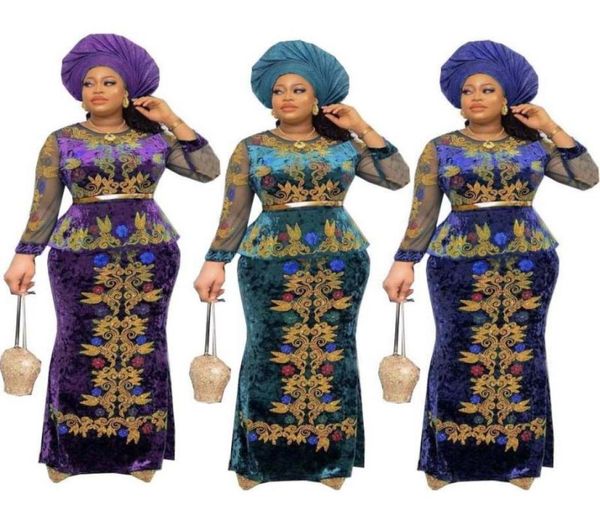 

elegant velvet party dresses for women ethnic clothing african dashiki embroidery long dress plus size nigerian clothes kaftan max1478317, Red