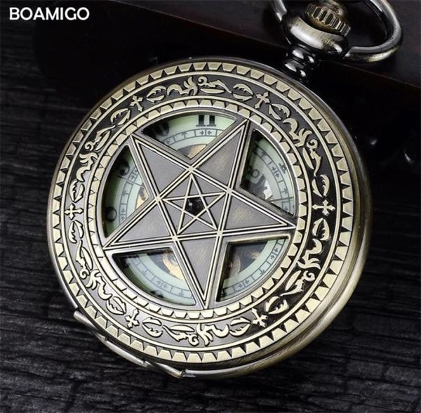 

fob men pocket watches antique mechanical watches boamigo skeleton roman number watches copper star design clock reloj hombre t2006417326, Slivery;golden