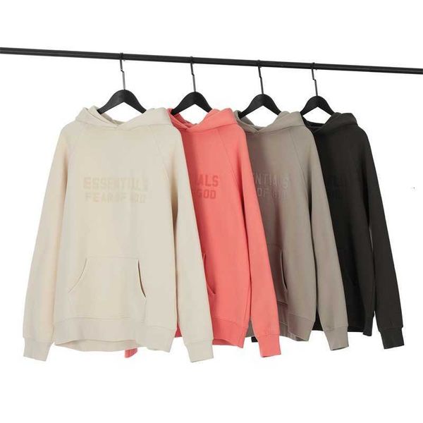

esential wear of god 23 autumn/winter new flocked letter pullover hoodie, Black