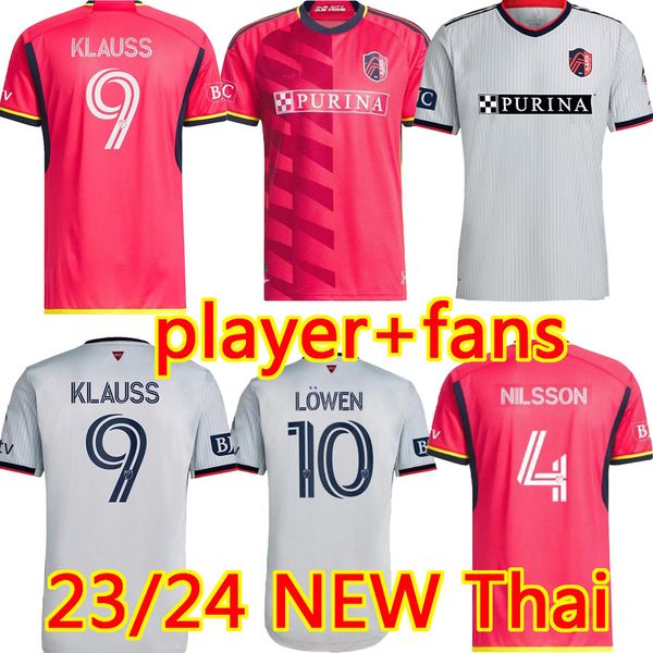 

23 24 st.  ouis city soccer jerseys new mls home away st louis''red' sc white nilsson 4 klauss 9 nelson gioacchini vassilev, Black;yellow