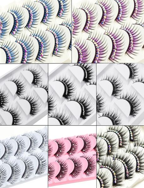 

makeup 5 pairs color glitter diamond eyelashes false eye lashes party cosplay halloween long thick natural eyelash4058257