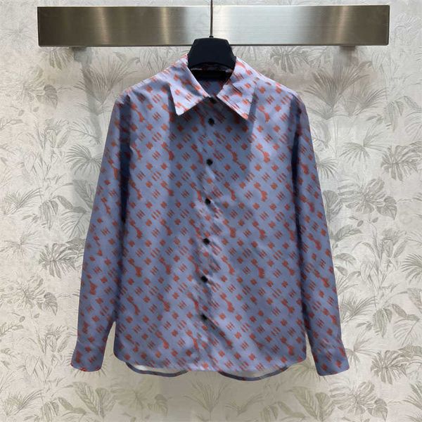 

designer shirt women button up shirts classic pattern print fashion casual lapel long sleeve purple blouse womens clothes, White