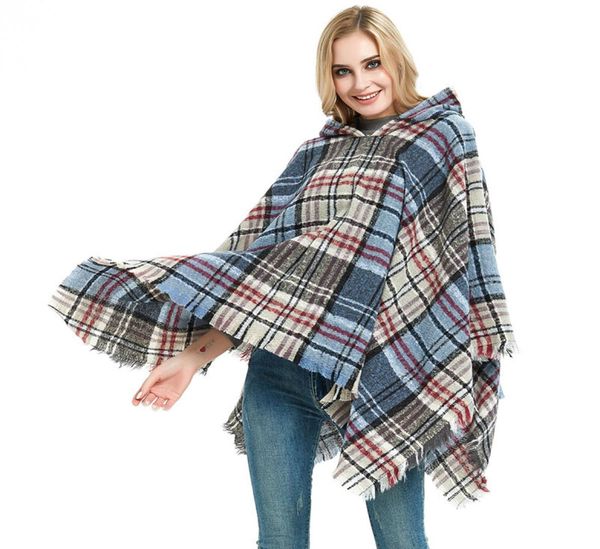 

autumn winter knitted wrap cloak coats batwing tassels poncho ladies039 hooded cape with fringed hem paid shawl loose irregular5172070, Black