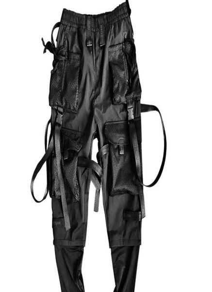 

multi pockets cargo pants men harajuku casual joggers track streetwear trouser men hip hop pants techwear8396517, Black