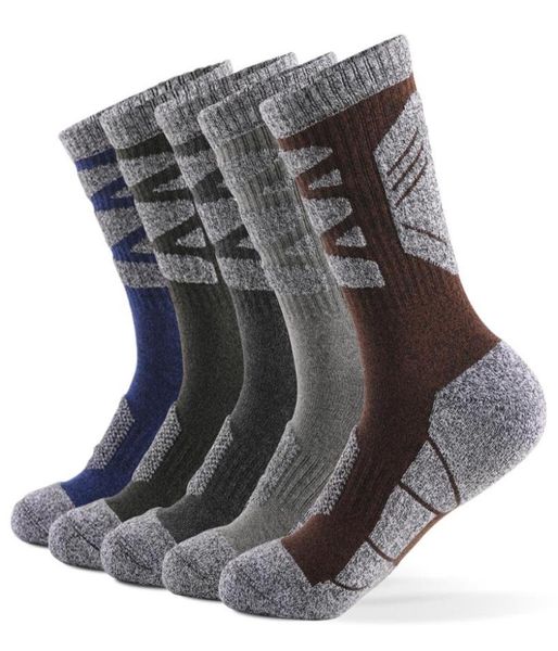 

new men sports socks professional ski socks thick knit winter athletic fitness breathable quick dry 5pairs2410948, Black