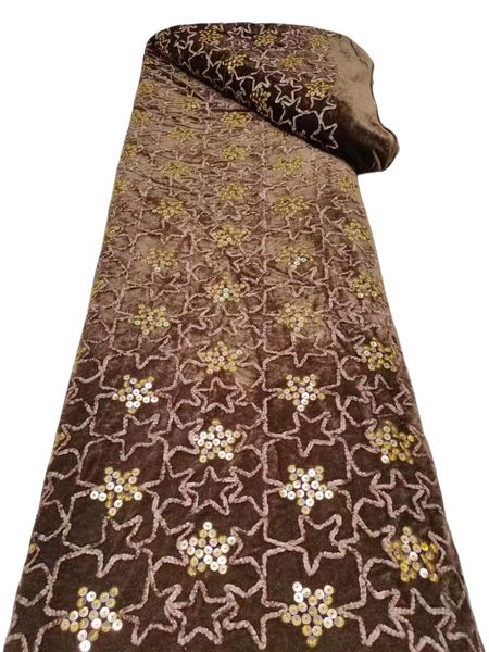 

2023 velvet 5 yards sequins lace flannelette fabric african women birthday party wine red dres ladies costume dentelle sewing craft clothes, Black;white