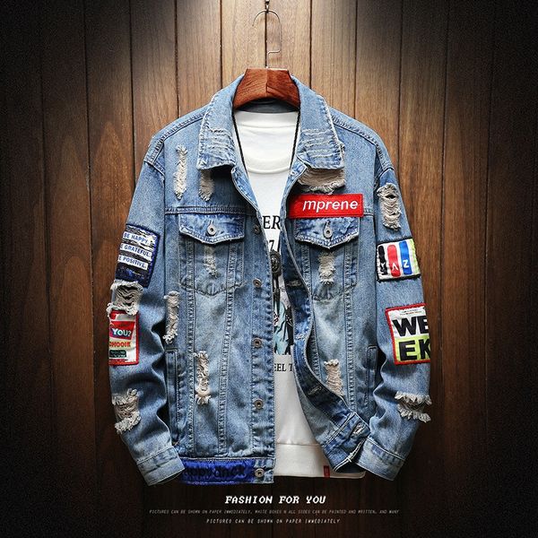 

men's jackets male jeans coat men brand denim jacket hip hop streetwear punk motorcycle ripped print cowboy outwear casual hole 230807, Black;brown
