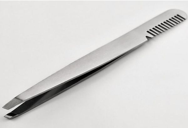 

wholenew stainless steel eyebrow hair removal tweezers with eyebrow comb makeup accessories 3346336