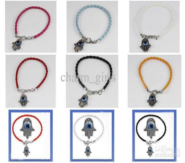 

whole 20pcs hamsa hand of fatima evil eye religious bracelet choose wristband design9351911, Black