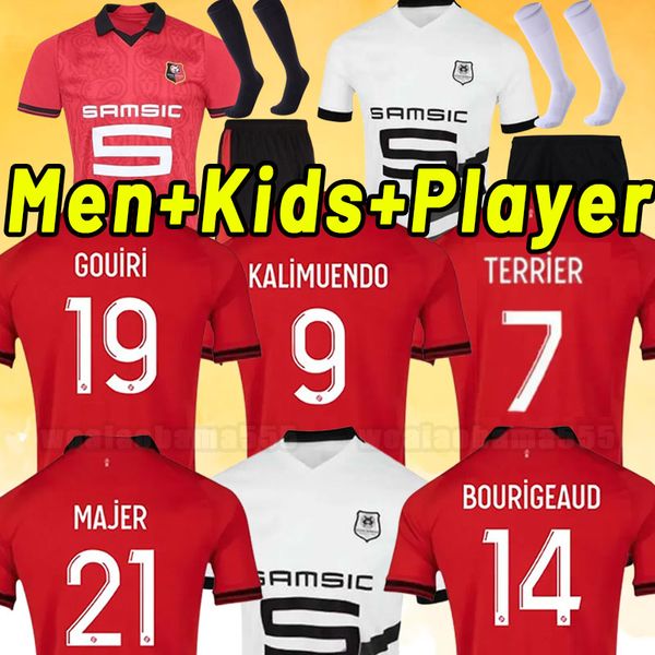 

full kits rennes 23 24 stade rennais fc soccer jerseys doku terrier bourigeaud guirassy camavinga aguerd niang 2023 2024 maillots foot men k, Black;yellow