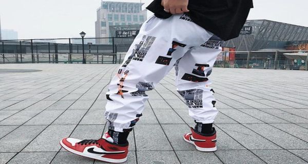 

songsanding hip hop pants men loose joggers print streetwear harem pants clothes ankle length trousers m3xl8260827, Black