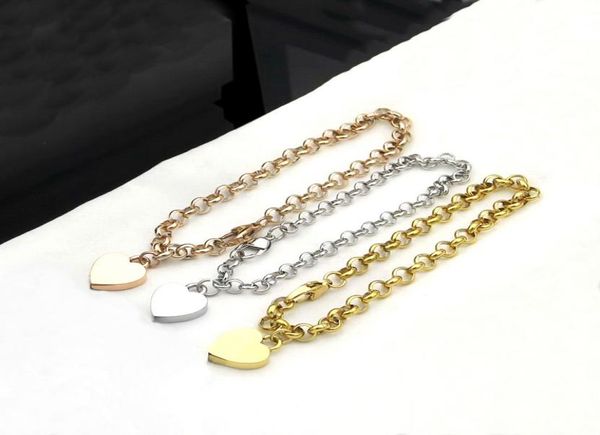 

europe america fashion style men lady women titanium steel 18k gold thick chain bracelet with g initials heart pentagram charm8853912, Black