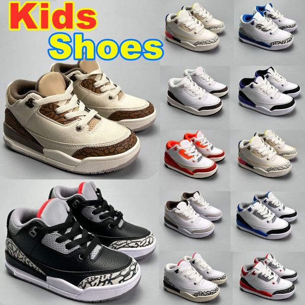 

jumpman 3s kids shoes toddlers boys basketball 3 sneakers girls boy game chicago designer kid sneaker athletic infants melody size 24-35, Black